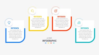 Üç Adım Infographic etiket tasarım vektör şablonu satır simgeleriyle. işlem adımları diyagramı, sunumlar, iş akışı düzeni, afiş, akış şeması, bilgi grafik vektörü illüstrasyonu.
