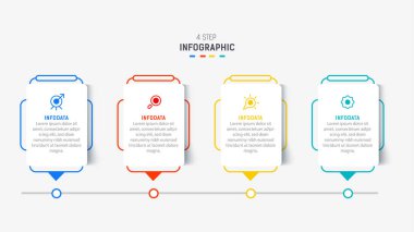 Üç Adım Infographic etiket tasarım vektör şablonu satır simgeleriyle. işlem adımları diyagramı, sunumlar, iş akışı düzeni, afiş, akış şeması, bilgi grafik vektörü illüstrasyonu.