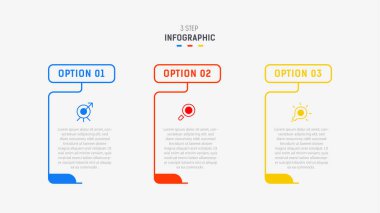 Üç Adım Infographic etiket tasarım vektör şablonu satır simgeleriyle. işlem adımları diyagramı, sunumlar, iş akışı düzeni, afiş, akış şeması, bilgi grafik vektörü illüstrasyonu.