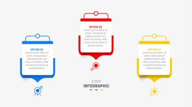 Üç Adım Infographic etiket tasarım vektör şablonu satır simgeleriyle. işlem adımları diyagramı, sunumlar, iş akışı düzeni, afiş, akış şeması, bilgi grafik vektörü illüstrasyonu.