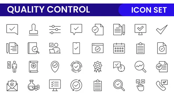 stock vector Quality Control line icon set. Included the icons as inspect, QA, qualify, quality control, check, verify, and more.