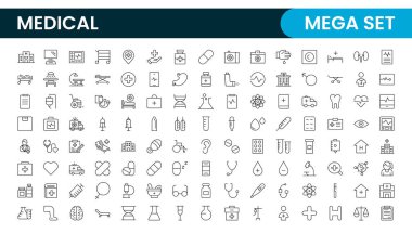 Medikal web simgelerini sıraya dizin. Tıp ve Sağlık Hizmetleri, RX. Tıp, kontrol, doktor, diş hekimliği, eczane, laboratuvar, bilimsel keşif, koleksiyon.