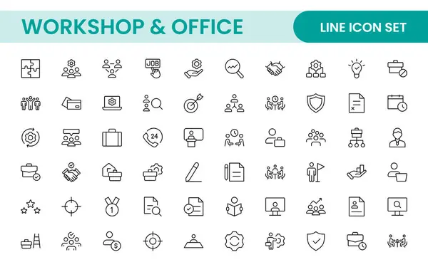 stock vector Workshop and Office related outline icon collection. Editable line icon set.