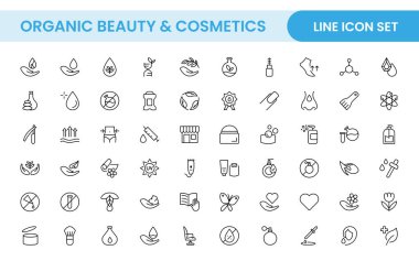 Organik Güzellik ve Kozmetik Ürün taslak ikonu seti. düzenlenebilir satır simgesi koleksiyonu.