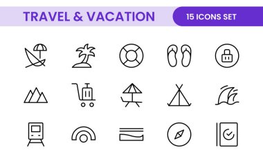 Seyahat ve Tatil Taslak Simgesi illüstrasyonu. Düzenlenebilir satır simgesi.