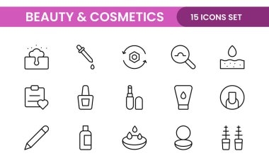 Organik Güzellik ve Kozmetik Ürün taslak ikonu seti. düzenlenebilir satır simgesi koleksiyonu.
