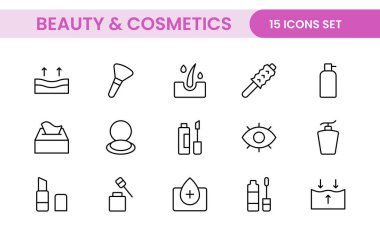 Organik Güzellik ve Kozmetik Ürün taslak ikonu seti. düzenlenebilir satır simgesi koleksiyonu.