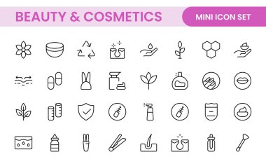 Organik Güzellik ve Kozmetik Ürün taslak ikonu seti. düzenlenebilir satır simgesi koleksiyonu.