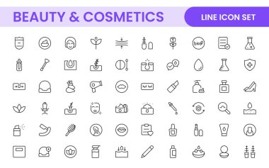 Organik Güzellik ve Kozmetik Ürün taslak ikonu seti. düzenlenebilir satır simgesi koleksiyonu.