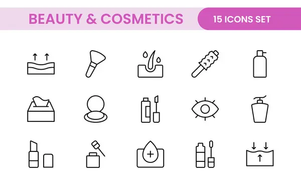 stock vector Organic Beauty and Cosmetics product outline icon set. editable line icon collection.