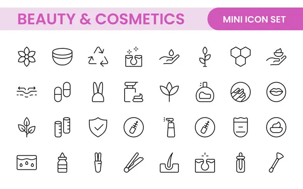 stock vector Organic Beauty and Cosmetics product outline icon set. editable line icon collection.