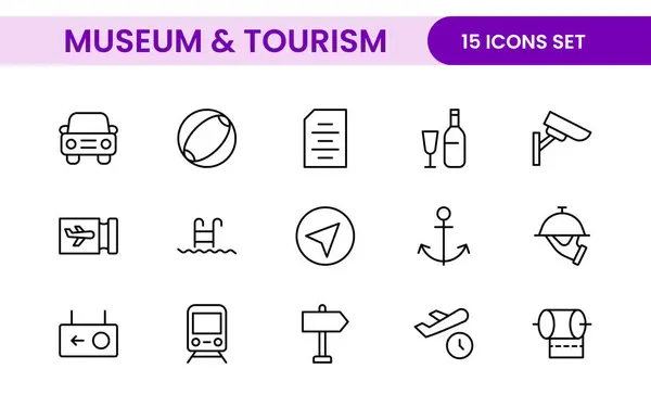 stock vector Museum and Tourism outline modern icon set. editable line icon illustration.