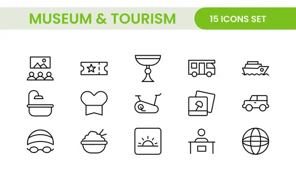 stock vector Museum and Tourism outline modern icon set. editable line icon illustration.