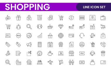 Bir dizi alışveriş arabası ikonu. Çevrimiçi mağazalar için çeşitli araba simgelerinden çeşitli şekillerde web simgeleri koleksiyonu. Alışveriş ana hatları simgesi seti.
