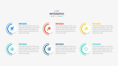 Altı Adım, seçenek, parça ya da süreç için ticari bilgi grafikleri tasarımı. Sunum için Infographic 6 element tasarım şablonu. işlem diyagramı, adım pankartı, akış şeması, 6 seçenek şablonu.