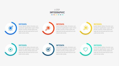 Altı Adım, seçenek, parça ya da süreç için ticari bilgi grafikleri tasarımı. Sunum için Infographic 6 element tasarım şablonu. işlem diyagramı, adım pankartı, akış şeması, 6 seçenek şablonu.