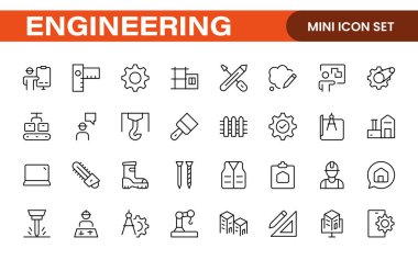 Kapsamlı Mühendislik Simgesi Seti: Mekanik, sivil, elektrik ve yazılım mühendisliği projeleri için hassas hazırlanmış simgeler.