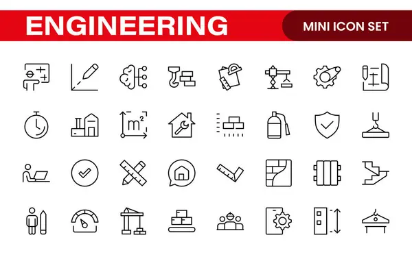 stock vector Comprehensive Engineering Icon Set: Precision-crafted icons for mechanical, civil, electrical, and software engineering projects.