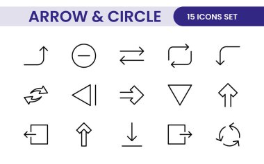 Dinamik Çember ve Ok Simgesi Seti: Navigasyon, Yönlendirme İşaretleri, Çalışma Akımı Diyagramları, Kullanıcı Arayüzü Tasarımı ve Enfografik Geliştirmeler için Çok Yönlü Koleksiyon