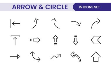 Dinamik Çember ve Ok Simgesi Seti: Navigasyon, Yönlendirme İşaretleri, Çalışma Akımı Diyagramları, Kullanıcı Arayüzü Tasarımı ve Enfografik Geliştirmeler için Çok Yönlü Koleksiyon