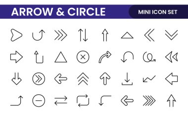 Dinamik Çember ve Ok Simgesi Seti: Navigasyon, Yönlendirme İşaretleri, Çalışma Akımı Diyagramları, Kullanıcı Arayüzü Tasarımı ve Enfografik Geliştirmeler için Çok Yönlü Koleksiyon