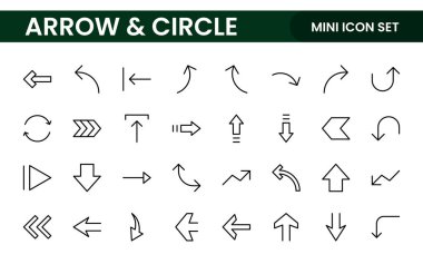 Dinamik Çember ve Ok Simgesi Seti: Navigasyon, Yönlendirme İşaretleri, Çalışma Akımı Diyagramları, Kullanıcı Arayüzü Tasarımı ve Enfografik Geliştirmeler için Çok Yönlü Koleksiyon