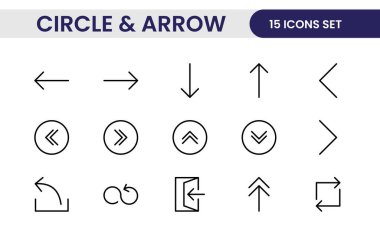 Dinamik Çember ve Ok Simgesi Seti: Navigasyon, Yönlendirme İşaretleri, Çalışma Akımı Diyagramları, Kullanıcı Arayüzü Tasarımı ve Enfografik Geliştirmeler için Çok Yönlü Koleksiyon