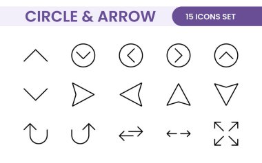 Dinamik Çember ve Ok Simgesi Seti: Navigasyon, Yönlendirme İşaretleri, Çalışma Akımı Diyagramları, Kullanıcı Arayüzü Tasarımı ve Enfografik Geliştirmeler için Çok Yönlü Koleksiyon