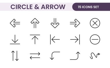Dinamik Çember ve Ok Simgesi Seti: Navigasyon, Yönlendirme İşaretleri, Çalışma Akımı Diyagramları, Kullanıcı Arayüzü Tasarımı ve Enfografik Geliştirmeler için Çok Yönlü Koleksiyon