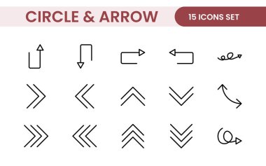 Dinamik Çember ve Ok Simgesi Seti: Navigasyon, Yönlendirme İşaretleri, Çalışma Akımı Diyagramları, Kullanıcı Arayüzü Tasarımı ve Enfografik Geliştirmeler için Çok Yönlü Koleksiyon