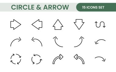 Dinamik Çember ve Ok Simgesi Seti: Navigasyon, Yönlendirme İşaretleri, Çalışma Akımı Diyagramları, Kullanıcı Arayüzü Tasarımı ve Enfografik Geliştirmeler için Çok Yönlü Koleksiyon