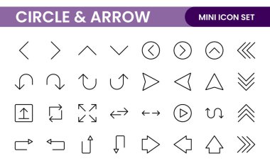 Dinamik Çember ve Ok Simgesi Seti: Navigasyon, Yönlendirme İşaretleri, Çalışma Akımı Diyagramları, Kullanıcı Arayüzü Tasarımı ve Enfografik Geliştirmeler için Çok Yönlü Koleksiyon