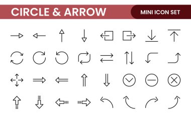 Dinamik Çember ve Ok Simgesi Seti: Navigasyon, Yönlendirme İşaretleri, Çalışma Akımı Diyagramları, Kullanıcı Arayüzü Tasarımı ve Enfografik Geliştirmeler için Çok Yönlü Koleksiyon