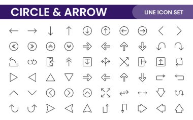 Dinamik Çember ve Ok Simgesi Seti: Navigasyon, Yönlendirme İşaretleri, Çalışma Akımı Diyagramları, Kullanıcı Arayüzü Tasarımı ve Enfografik Geliştirmeler için Çok Yönlü Koleksiyon