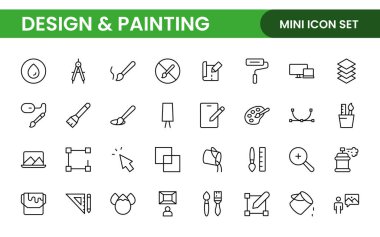 Design and Painting Icons Collection: A Versatile Set for Art, Design Projects, Illustration Work, Studio Resources, and Creative Professional Use. clipart