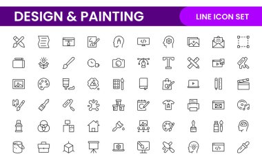 Tasarım ve Resim Simgeleri Koleksiyonu: Sanat, Tasarım Projeleri, Resim Çalışmaları, Stüdyo Kaynakları ve Yaratıcı Profesyonel Kullanım için Çok Yönlü Seti.