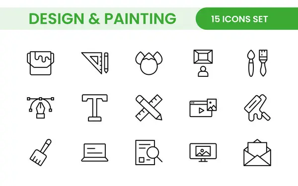 stock vector Design and Painting Icons Collection: A Versatile Set for Art, Design Projects, Illustration Work, Studio Resources, and Creative Professional Use.