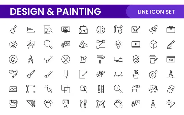 Stock vector Design and Painting Icons Collection: A Versatile Set for Art, Design Projects, Illustration Work, Studio Resources, and Creative Professional Use.