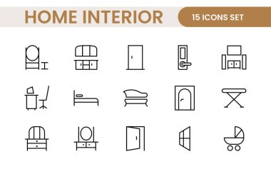 Zarif İç ve Ev Dekorasyonu Simgeleri: Görsel Cazibe ile Ev İçlerini Tasarım, Dekorasyon, Yenileme ve Geliştirme İçin Şekli