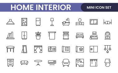 Zarif İç ve Ev Dekorasyonu Simgeleri: Görsel Cazibe ile Ev İçlerini Tasarım, Dekorasyon, Yenileme ve Geliştirme İçin Şekli
