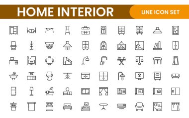Zarif İç ve Ev Dekorasyonu Simgeleri: Görsel Cazibe ile Ev İçlerini Tasarım, Dekorasyon, Yenileme ve Geliştirme İçin Şekli