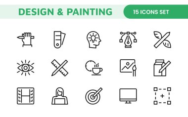 Design and Painting Icons Collection: A Versatile Set for Art, Design Projects, Illustration Work, Studio Resources, and Creative Professional Use. clipart