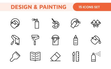 Design and Painting Icons Collection: A Versatile Set for Art, Design Projects, Illustration Work, Studio Resources, and Creative Professional Use. clipart