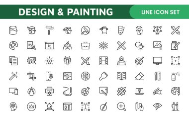 Tasarım ve Resim Simgeleri Koleksiyonu: Sanat, Tasarım Projeleri, Resim Çalışmaları, Stüdyo Kaynakları ve Yaratıcı Profesyonel Kullanım için Çok Yönlü Seti.