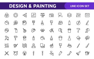 Tasarım ve Resim Simgeleri Koleksiyonu: Sanat, Tasarım Projeleri, Resim Çalışmaları, Stüdyo Kaynakları ve Yaratıcı Profesyonel Kullanım için Çok Yönlü Seti.