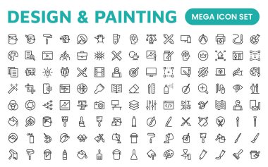 Tasarım ve Resim Simgeleri Koleksiyonu: Sanat, Tasarım Projeleri, Resim Çalışmaları, Stüdyo Kaynakları ve Yaratıcı Profesyonel Kullanım için Çok Yönlü Seti.