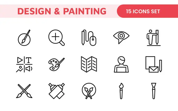 stock vector Design and Painting Icons Collection: A Versatile Set for Art, Design Projects, Illustration Work, Studio Resources, and Creative Professional Use.