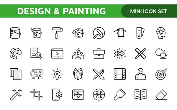 stock vector Design and Painting Icons Collection: A Versatile Set for Art, Design Projects, Illustration Work, Studio Resources, and Creative Professional Use.