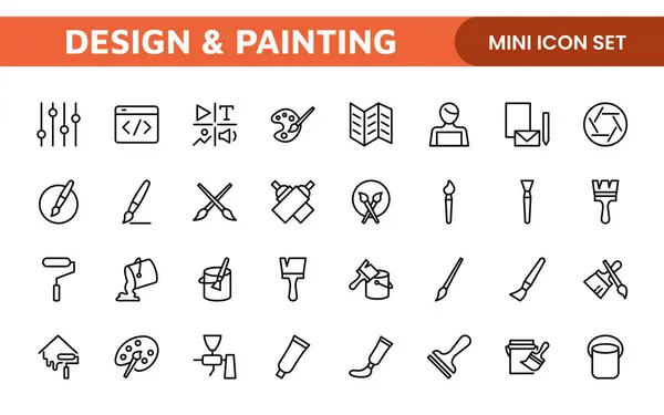 stock vector Design and Painting Icons Collection: A Versatile Set for Art, Design Projects, Illustration Work, Studio Resources, and Creative Professional Use.