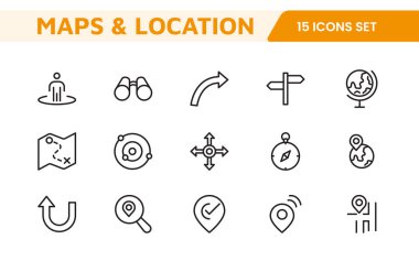 Harita Simgesi Ayarlandı. Kullanıcı deneyimini geliştirmek ve dünyayı daha sezgisel ve eğlenceli hale getirmek için tasarlanmış navigasyon, konum hizmetleri ve seyahat uygulamaları için çok yönlü ve çekici simgeler.